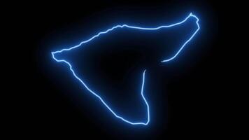 carta geografica di al-Hasakah nel Siria con raggiante neon effetto video