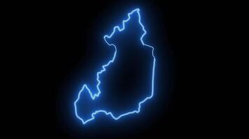 map of Monaragala in Sri Lanka with glowing neon effect video