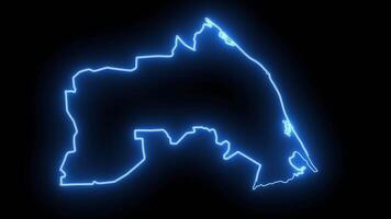 map of Mullaitivu in Sri Lanka with glowing neon effect video