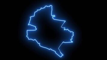 carta geografica di bucarest nel Romania con raggiante neon effetto video