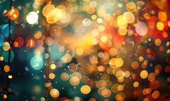 Glittering bokeh lights creating a magical atmosphere, abstract background photo