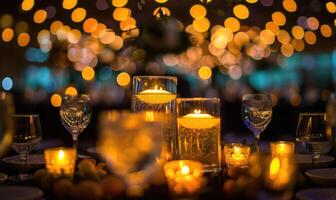 Glowing bokeh lights adding a touch of elegance to a formal event setting photo