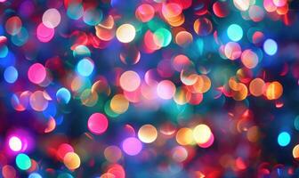 Colorful bokeh lights creating a festive atmosphere, abstract background photo