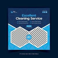 Square social media post and online banner design template for cleaning services vector