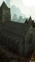 An old Church in a mystical fog video