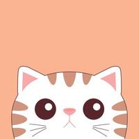 Cute peeking tabby cat face. Curious cat. Cute cartoon character. illustration vector