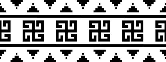 Geometric seamless pattern in ethnic pixel style black and white color. illustration pattern for print textile fabric. vector