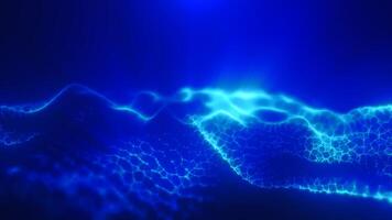 Blue energy magic digital high tech waves with light rays lines and energy particles. Abstract background. in high quality 4k, motion design video