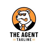 Cool Retro Bear Agent Logo Design vector