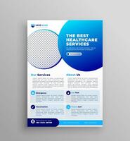 Medical Healthcare Business Flyer Template with blue and dark blue color Design. Two colors scheme, template in A4 size. vector