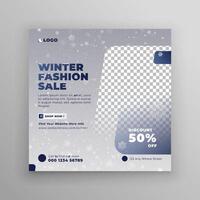 Winter Holidays Fashion Sale square templates. Winter sale social media post banner design. vector
