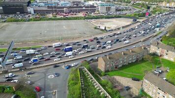 Beautiful Aerial Footage of west Brent Cross London City and Traffic of England United Kingdom. April 12th, 2024 video