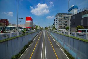 A empty urban street in Tokyo wide shot photo