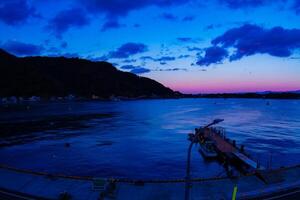 A dawn of the port at the country side in Shizuoka fish eye shot photo