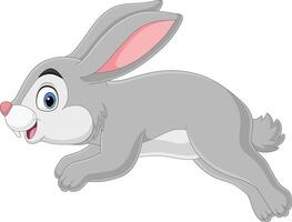 Cartoon funny rabbit running on white background vector