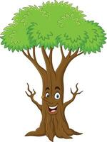 Cartoon funny tree character on white background vector