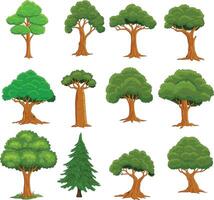 Set of cartoon trees on white background vector