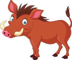 Cartoon warthog on white background vector