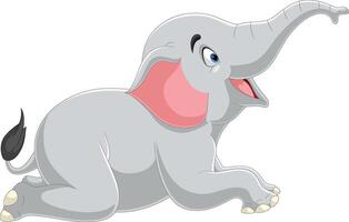 Cute elephant cartoon lying down vector