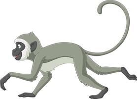 Cute langur monkey cartoon running vector