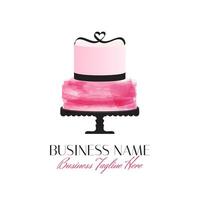 Pink Romantic Cake Logo Design with Heart vector