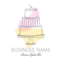 Abstract Cake Logo Design in Yellow and Orange color and Draft Style vector