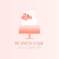 Cake Bakery Logo in Elegant Style in Peach Color vector