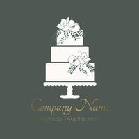 Simple White Cake Bakery Logo Design on Green Background vector