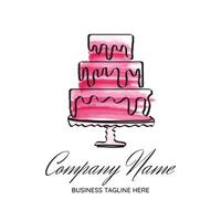 Abstract Cake Bakery Logo Design with Brush Strokes and Doodle Sketch Style vector