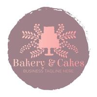 Pink Bakery and Cakes Nice Round Badge Logo Design vector