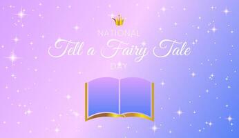 National Tell a Fairy Tale Day Magical Background Illustration in Purple and Gold Crown vector