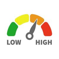 Low to High Gauge Scale Measure Speedometer Icon from Green to Red Isolated vector