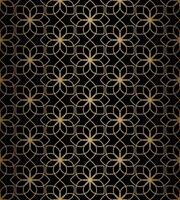 Gold Black Flower Outline Geometric Seamless Pattern vector