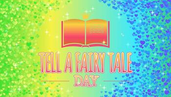 Tell a Fairy Tale Day Cartoon Style Illustration Design with Book in Blue and Green vector