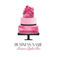 Big Pink Cake Logo Design vector