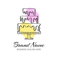 Abstract Pink and Yellow Cake Outline Logo Design vector