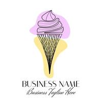 Ice Cream Shop Modern Pink and Yellow Logo vector