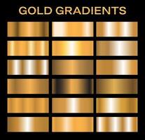 Gold Metal Gradient Collection of Golden Swatches vector