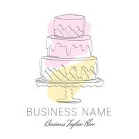 Abstract Cake Logo Design in Yellow and Orange color and Draft Style vector