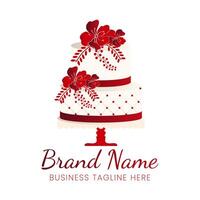 Red Bakery Logo Design with a Cake vector