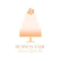 Cake Bakery Logo in Elegant Style in Peach Color vector