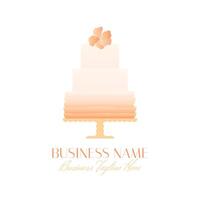 Cake Bakery Logo in Elegant Style in Peach Color vector