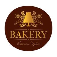 Brown Gold Bakery and Cakes Nice Round Badge Logo Design vector