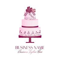 Pink Bakery Logo Design with a Cake vector