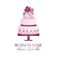 Pink Bakery Logo Design with a Cake vector