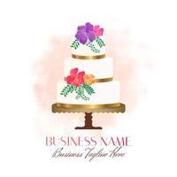 Cake Bakery Logo in Elegant Flamboyant Style in Bright Colors vector