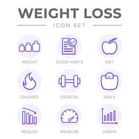 Weight Loss Outline Icon Set vector