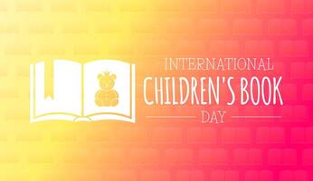 International Children's Book Day Illustration Design in Yellow and Red Color vector