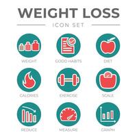 Weight Loss Round Circle Color Icon Set vector