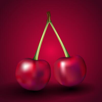 Cherry Fruit Illustration on Red Background Design